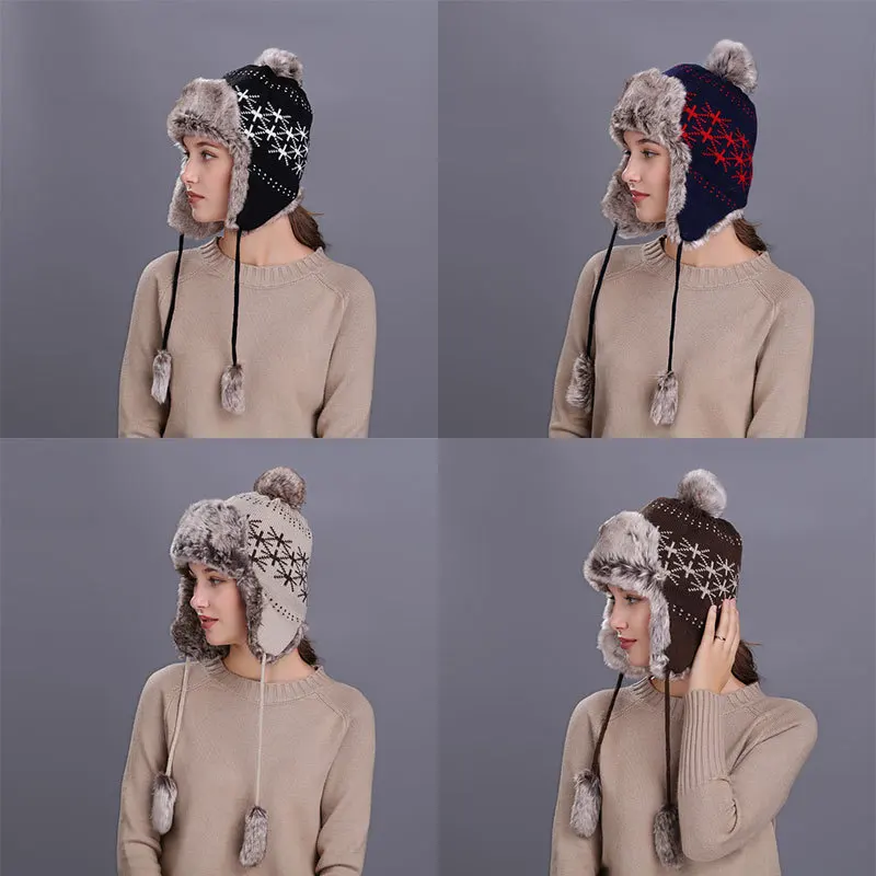 New autumn and winter Union Jack ear-protecting hat, plush Lei Feng hat, outdoor autumn and winter knitted wool hat