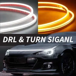 White Amber Flowing 120cm 150cm 180cm 200cm 220cm Car Hood Light Strip Daytime Running Flexible DRL With Turn Signal Lights 12V