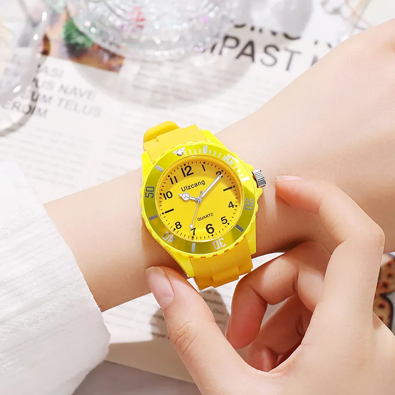 Kids Exam Watch Girls Boys Elementary School Waterproof Imitation Drop Macaron Little Fresh Sport Jelly Candy Color