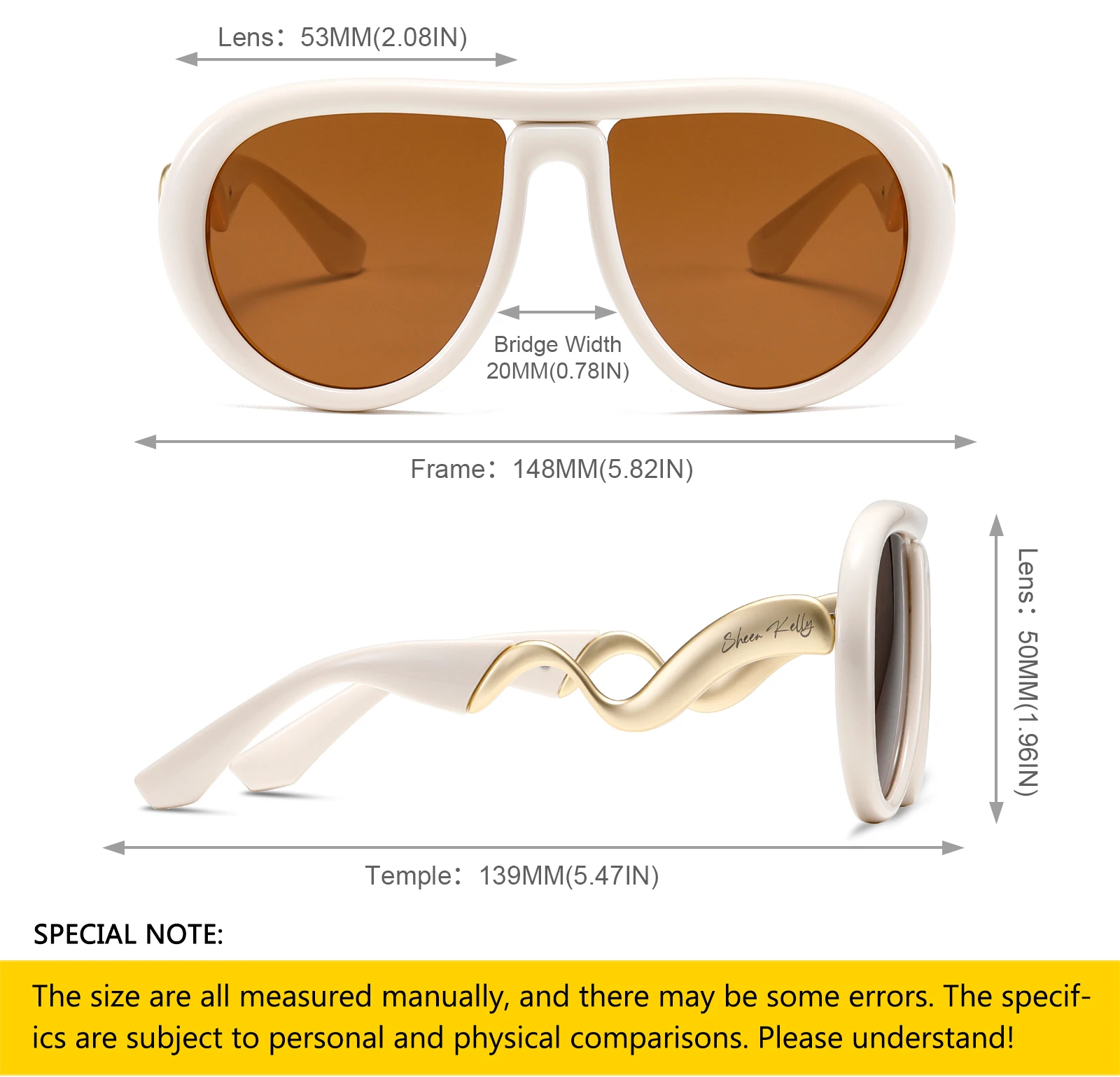 Polarized Trendy Pilot Sunglasses Oversized Retro Oval Flat Top Meta Framel Designer Eyewear