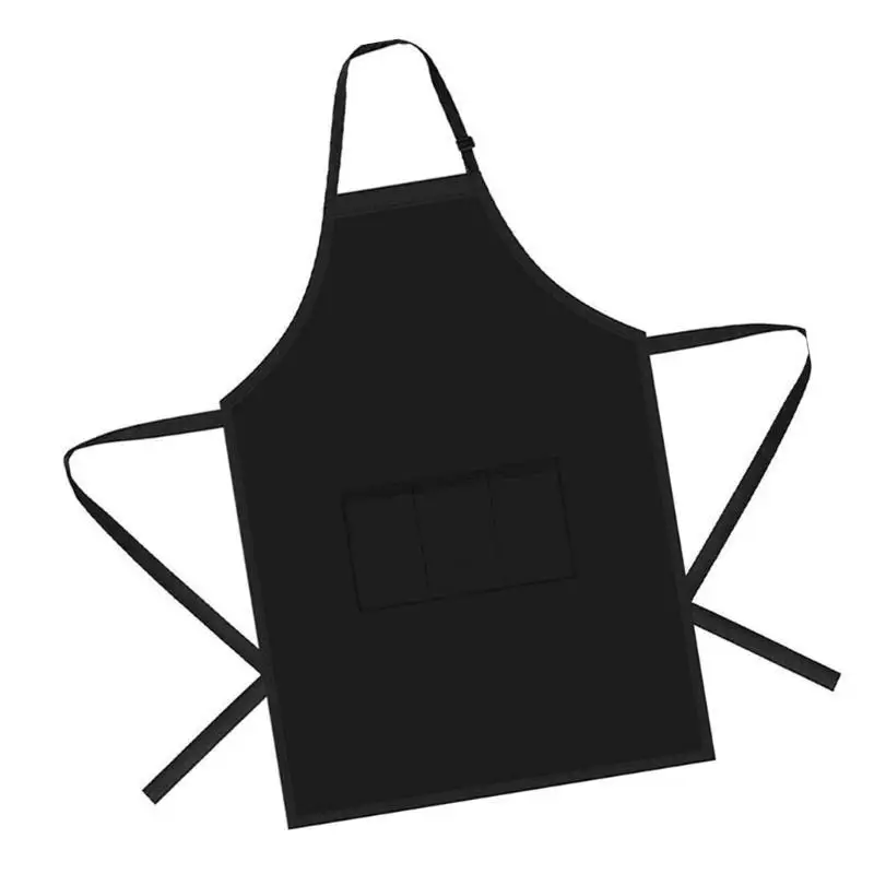 

652F Unisex Black Aprons,3 Pockets Adjustable Bib Apron Chefs Kitchen Cooking Aprons for Women Men,Restaurant Chefs Aprons