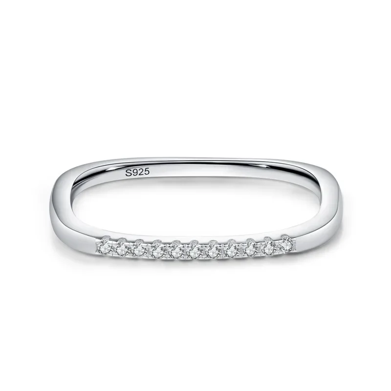 

New S925 Sterling Silver Micro Diamond Square Ring, Small and Versatile, High Quality and Fashionable