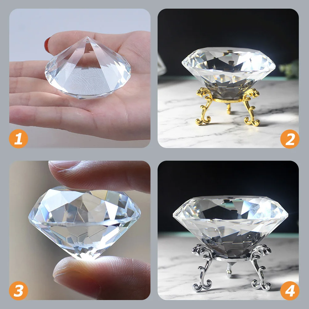 

3Pcs Crystal Diamond Ornaments Large Glittering Desktop Decor for Home Nail Salon Display Female Gift Simulated Diamond Adorn