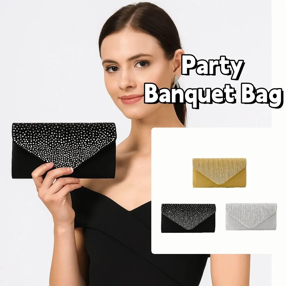 

Lightweight Rhinestone Party Banquet Bag Large Capacity Single Shoulder Crossbody Bag Chain Squere Wedding Clutch Dinner