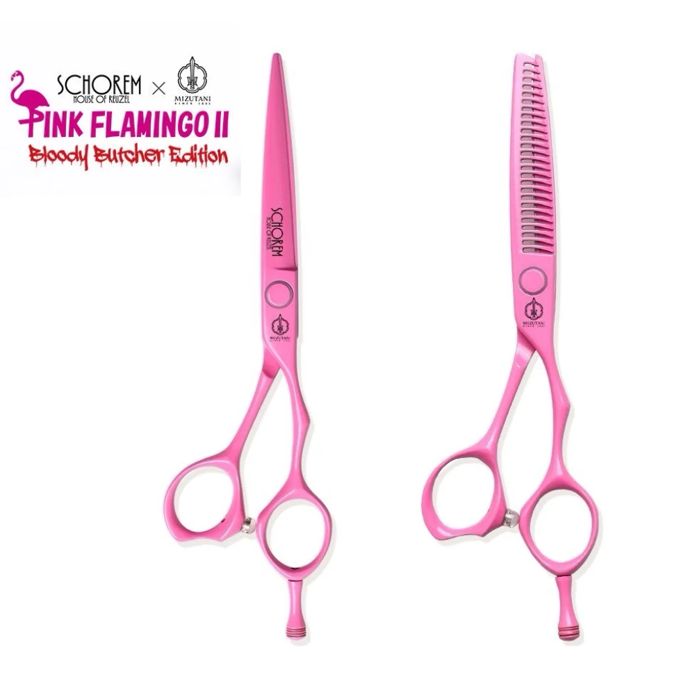 Mizutani Professional 440C Barber Scissors 6-inch High Quality Pink Flamingo Scissors Straight Scissors Seamless Scissors Se