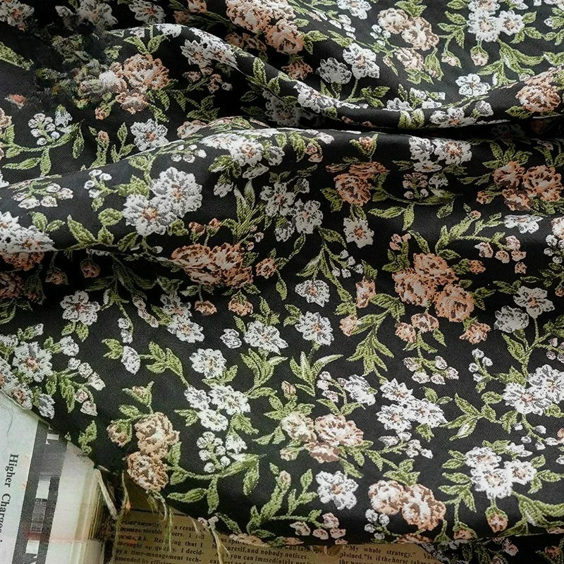 

Embossed Small Floral Jacquard Fabric Women's Dress Makeup Bag Clothing Yarn Dyed Sewing Fabric