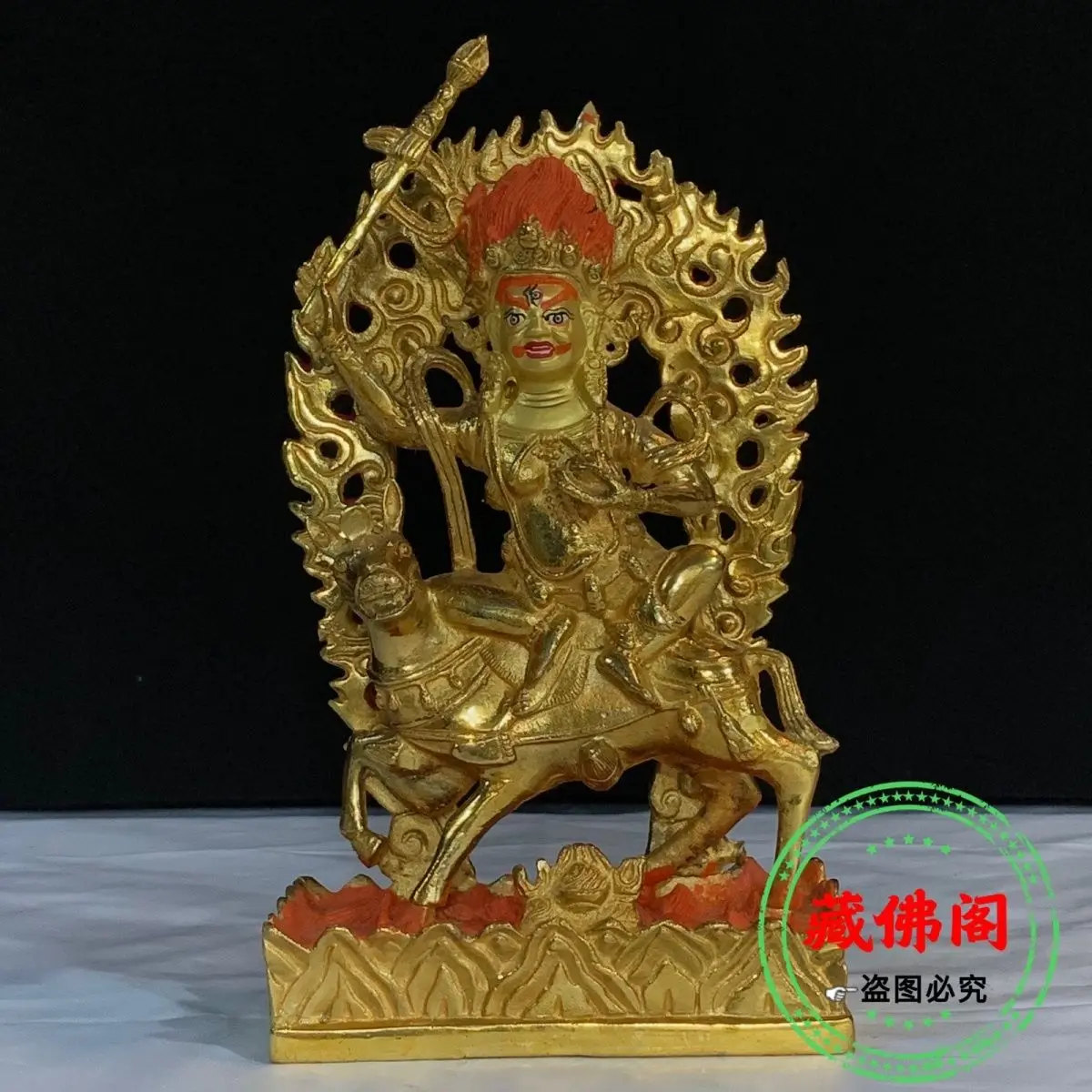 

Seven-inch auspicious Tianmu pure copper 21 cm Tibetan Buddha gilded dharma hollow auspicious Tianmu household living room