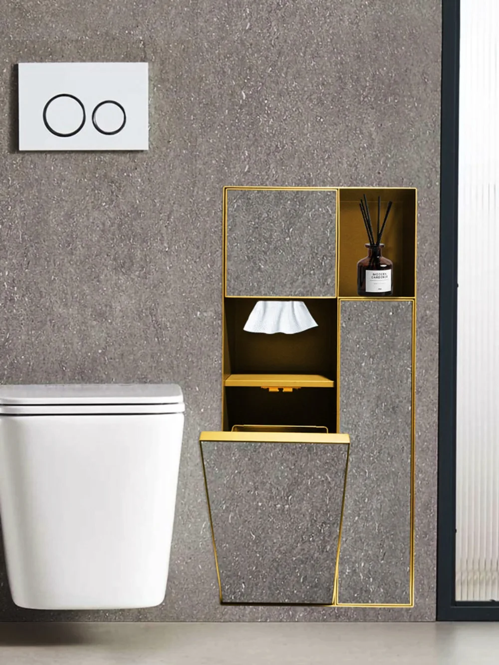 

Built-in toilet trash can niche with lid stainless steel thickened wall hidden toilet paper box cabinet