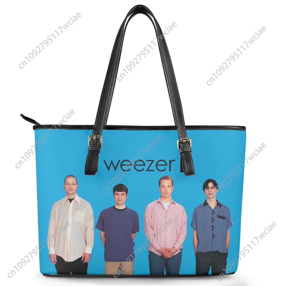 

Weezer Rock Band Custom Handbag Womens Pop Singer Mens Personalized Tote Bag Shoulder Bag Business Leather Purse Travel Bag Gift
