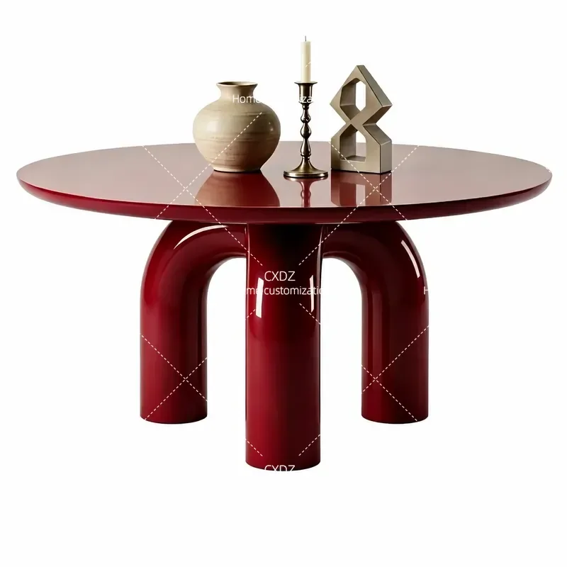 Painted Solid Wood Dining Table Modern Simple Round Rectangular Kitchen Dinner Table for Home Household Furniture