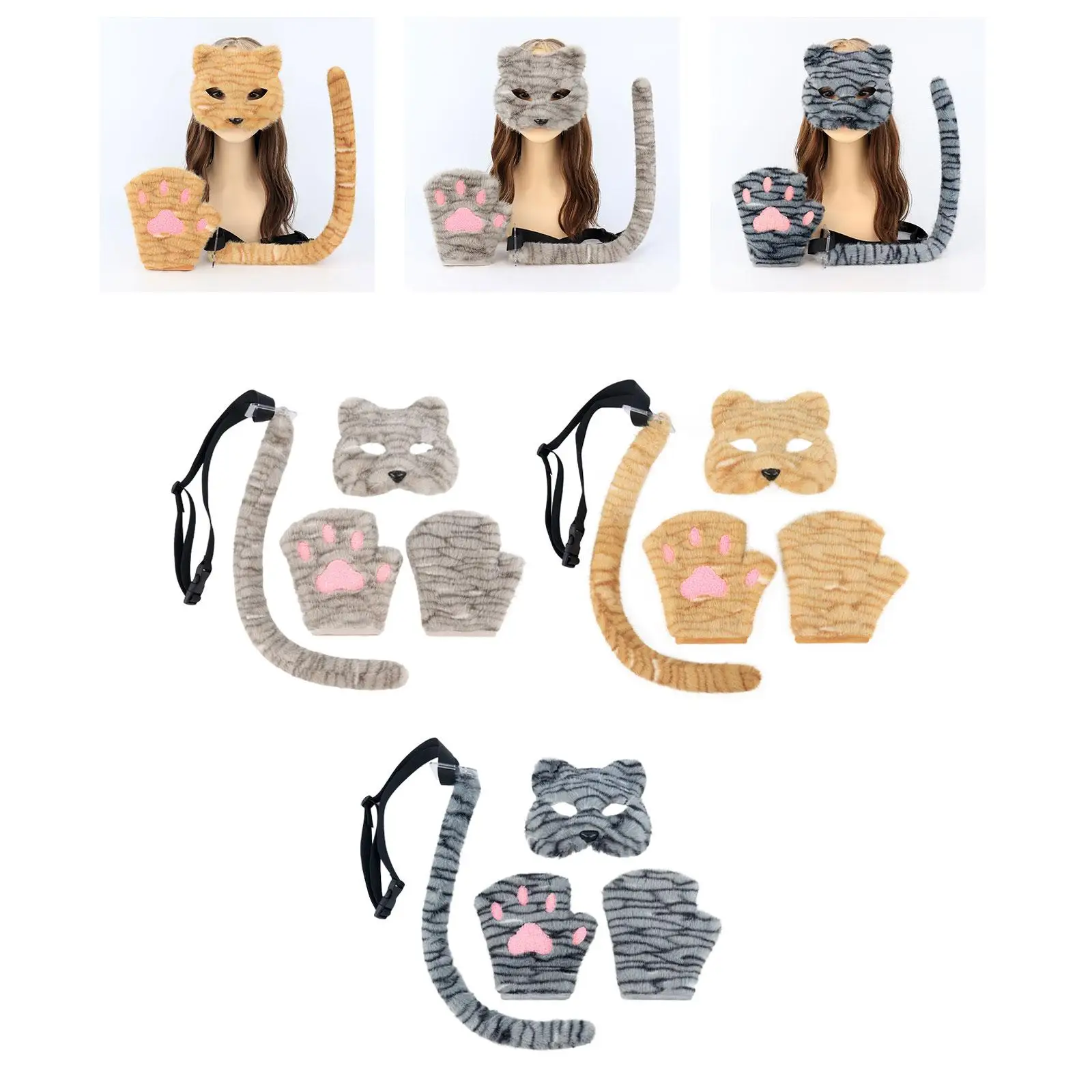

Cosplay Costume Set Decorative Mask Gloves Tail for Cosplay Masquerade Halloween
