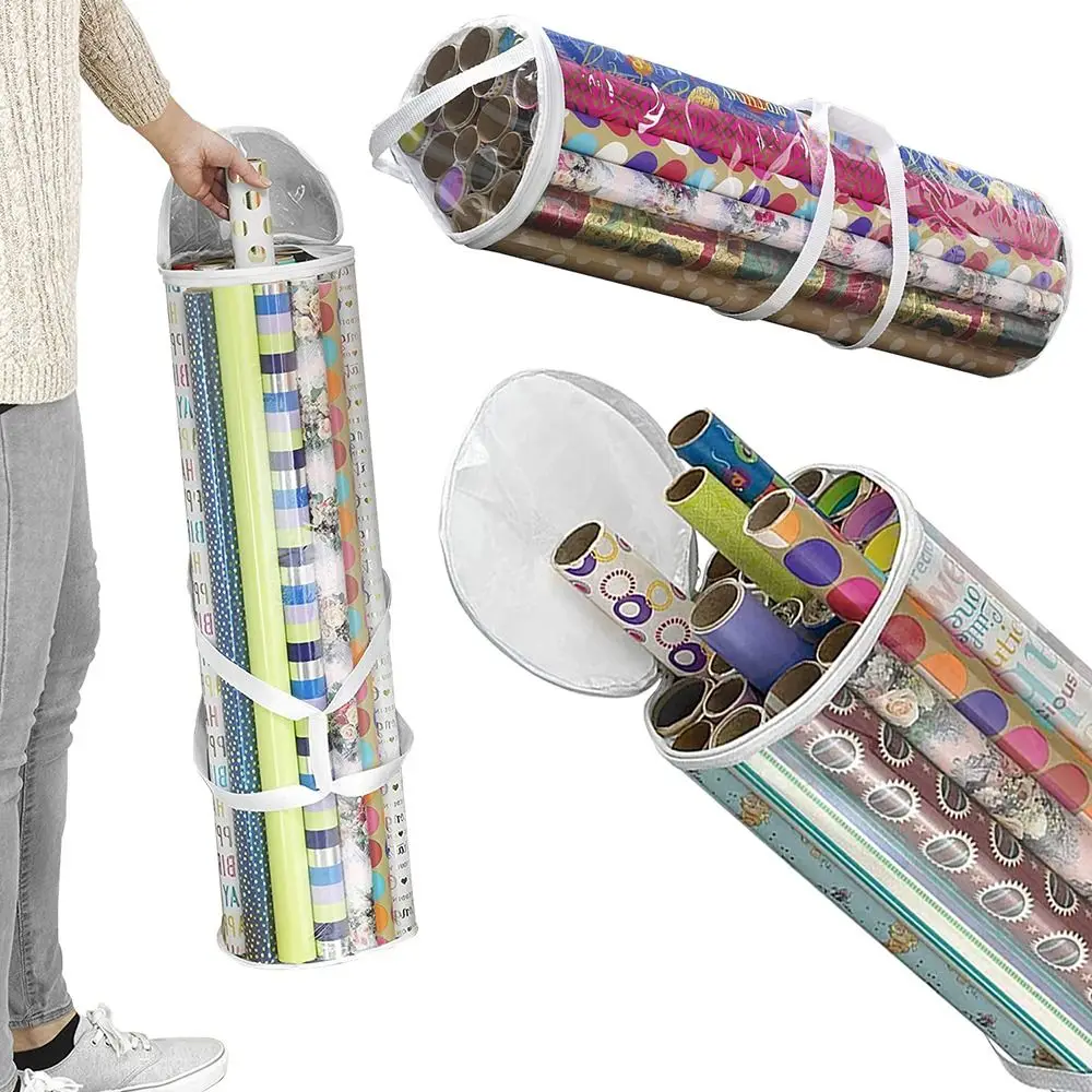 

100cm Transparent Underbed Easy Carry Handles Christmas Wrapping Paper Storage Bag PVC Bag Birthday Gift Wrap Organiser