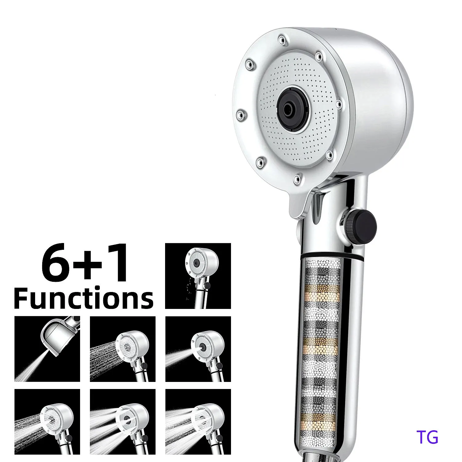 Microbubble Handheld Shower Head Pressure Boost Chlorine Removal KGMT Connector