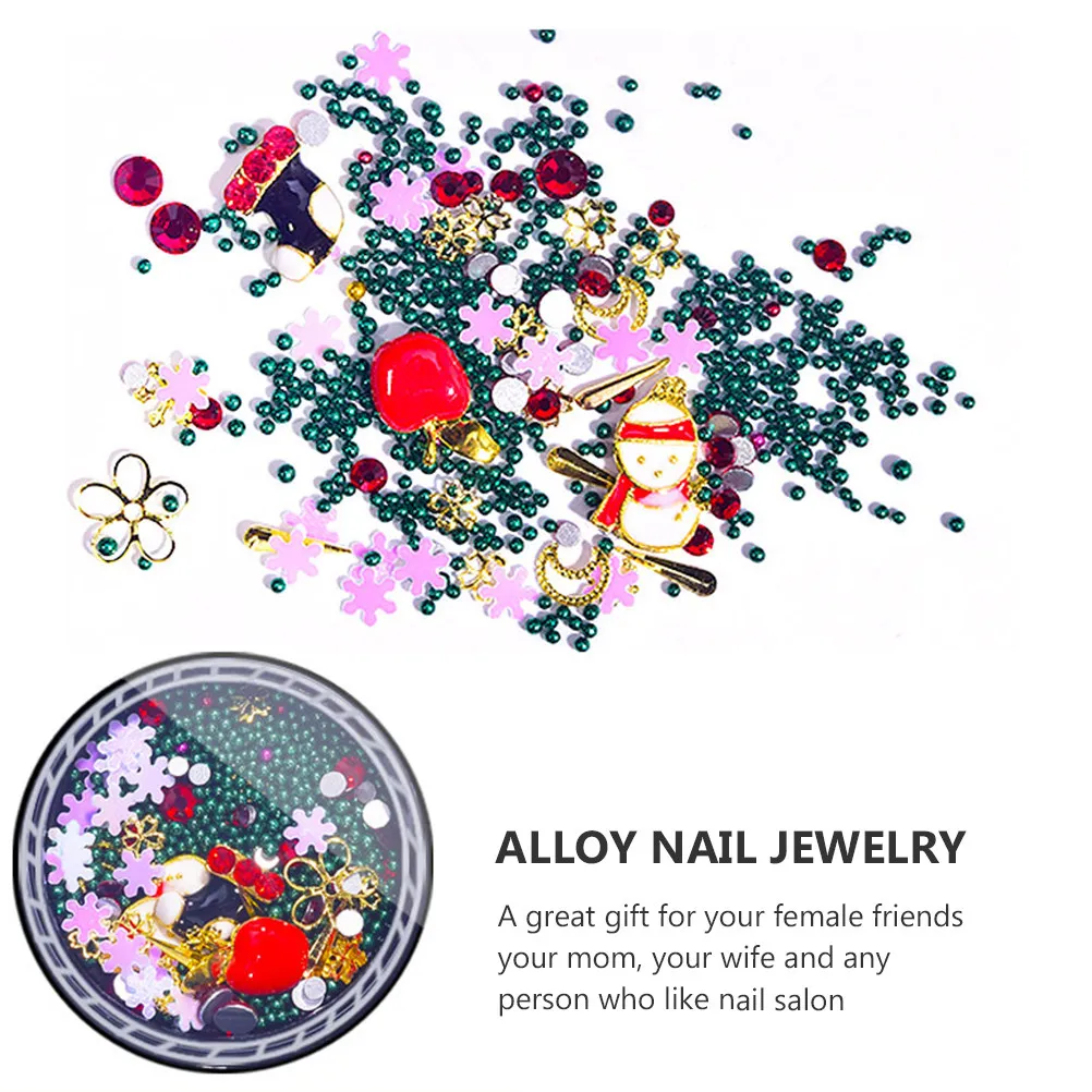 

Christmas Nail Stickers 8 Boxes Accessories Decoration Glitter Charms Rhinestones DIY Manicure Gem 3D Alloy Jewelry Nail Art