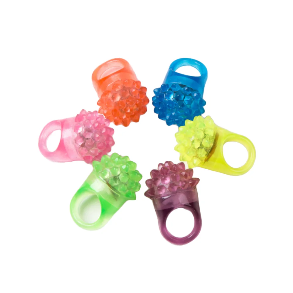 12pcs LED Strawberry Finger Lights Flashing Colorful Jelly Rings Light Up Toys for Parties Raves (Random Color)