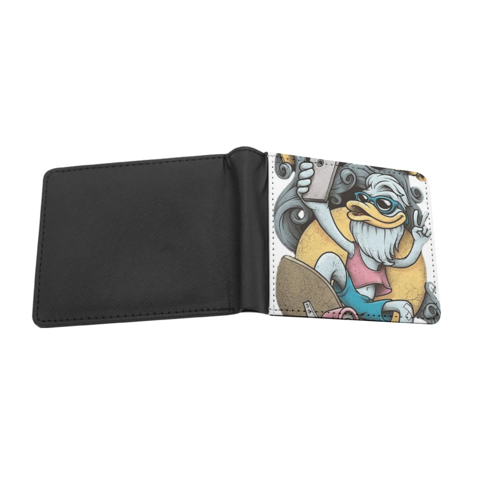 Duck Tales Men Women Pu Leather Wallet Credit Card Holder Wallet Short Purse Scrooge Duck Tales Mcduck Duck Cartoon Darkwing