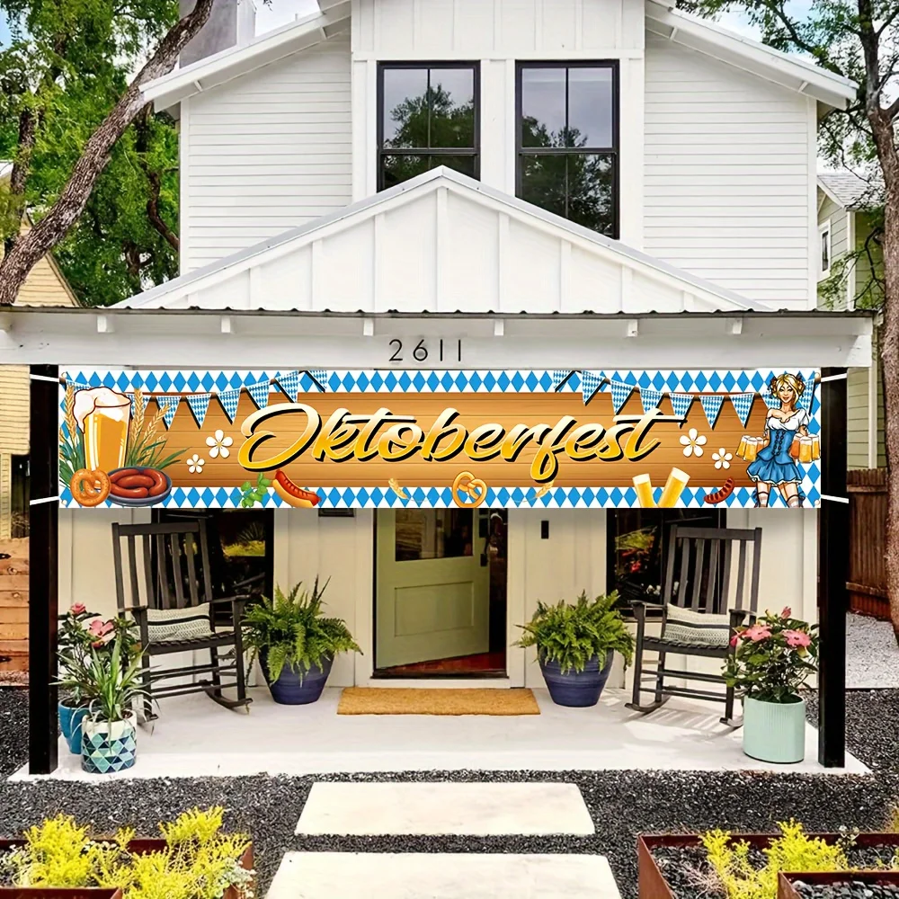 لافتة احتفال مهرجان أكتوبر في ميونيخ، ديكور حفلات ألماني نابض بالحياة، مناسبة لجدران المنزل والمطاعم #1