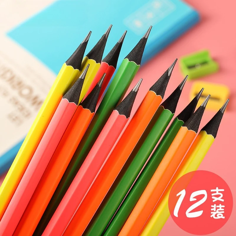 72本入り-六角鉛筆-子供用-蛍光色-黒木鉛筆-学校文具-卸売-高品質-木製鉛筆-アイテム