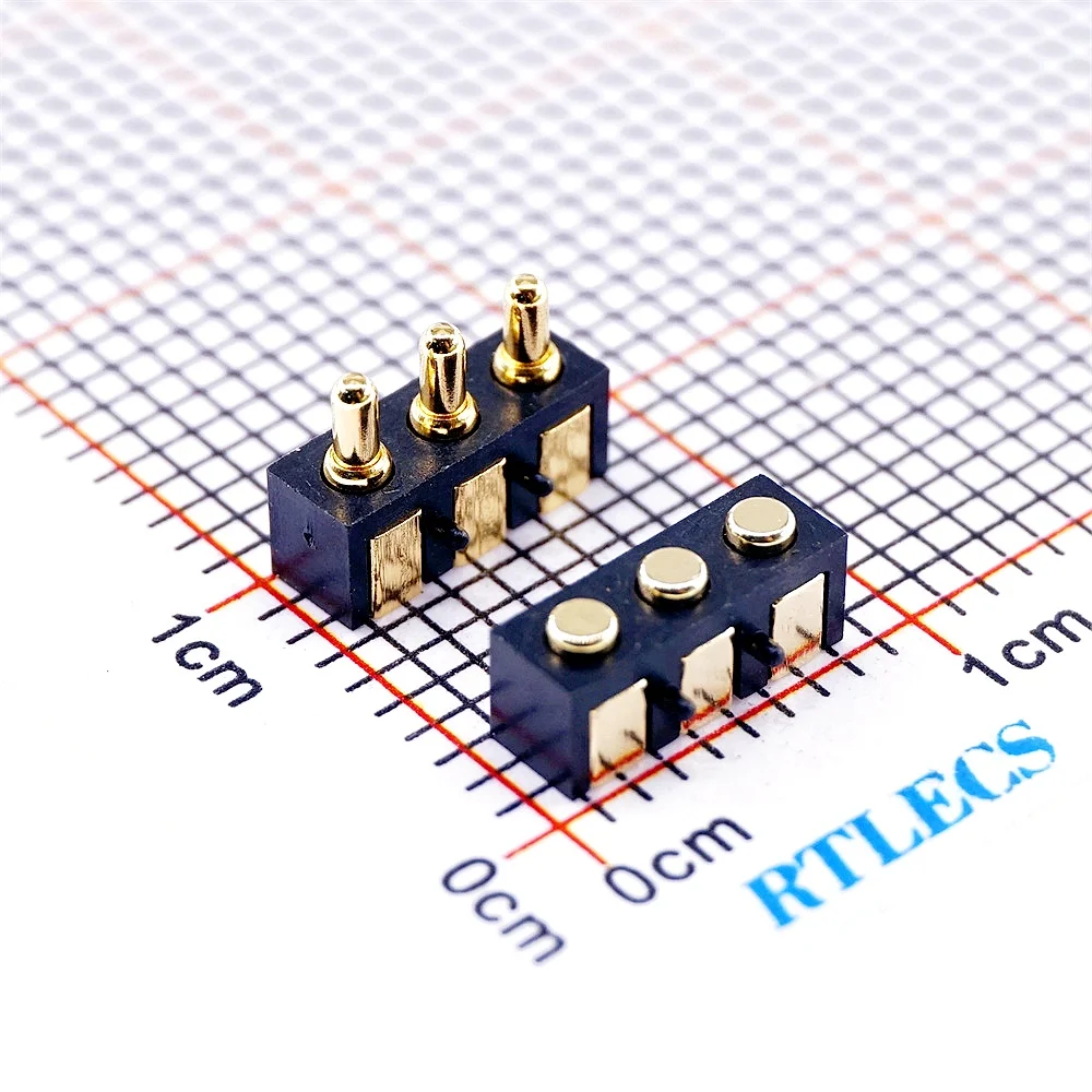 

5 pcs Spring Loaded Pogo Pin connector 3 PIN Right Angle Surface Mount SMD Male Female Target Pad SMT Pitch 2.5 mm Contact Probe