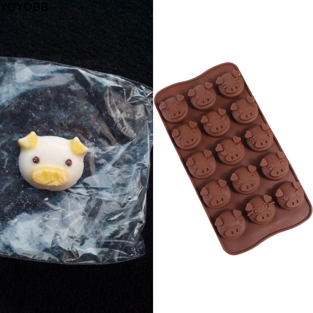 Smile Face Pig Shaped Mini Poop Chocolate Mold Funny Personalized Candle Mold 15 Grids No Stick Poop Silicone Mold Jelly