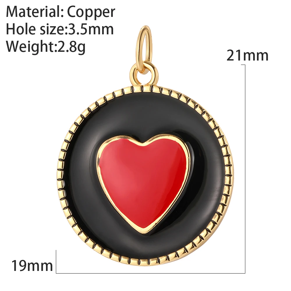 Luxury Gold Color Heart Metal Copper Enamel Love Medal Heart Charms for DIY Earrings Necklace Jewelry Making Pendant Supplies