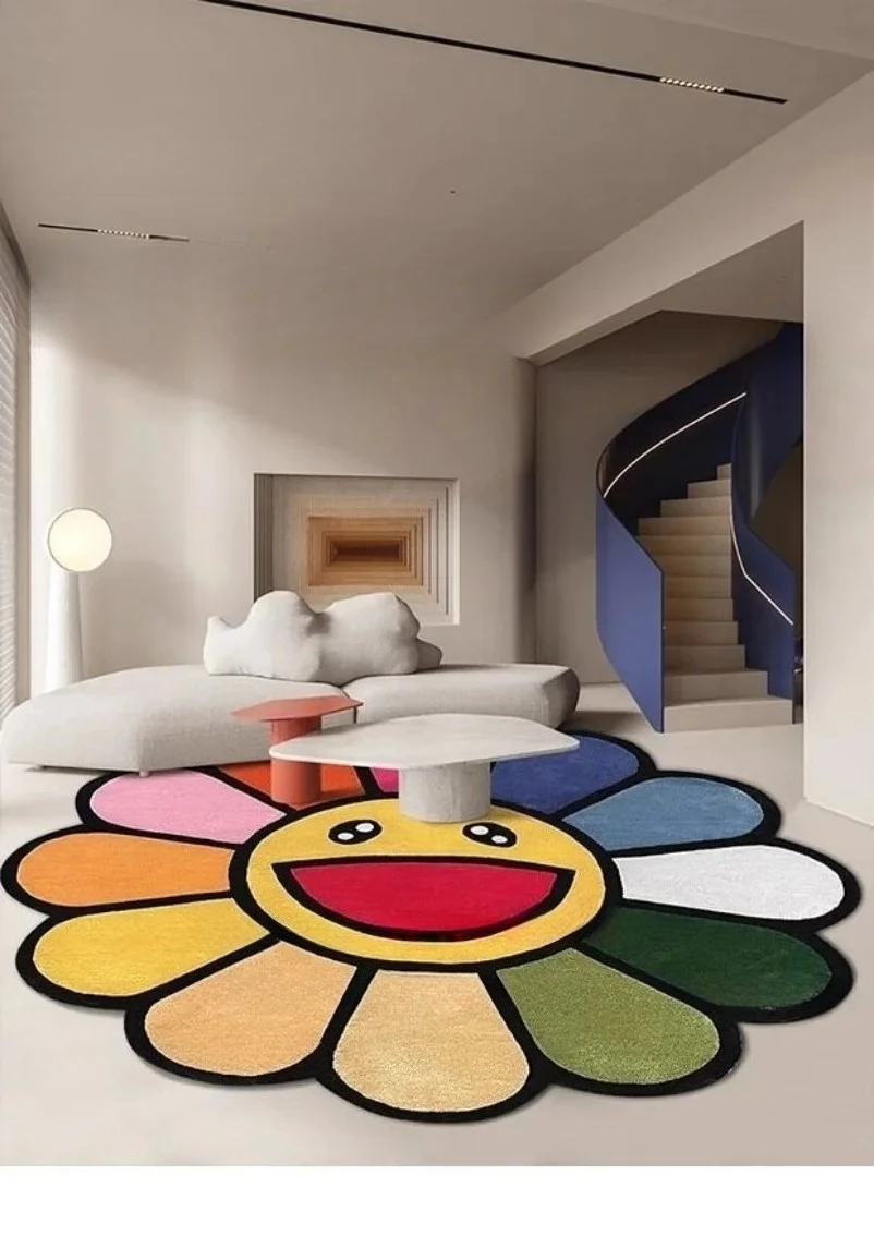 Sunflower Round Carpet High Sense Color Dopamine Sofa Coffee Table Blanket Irregular