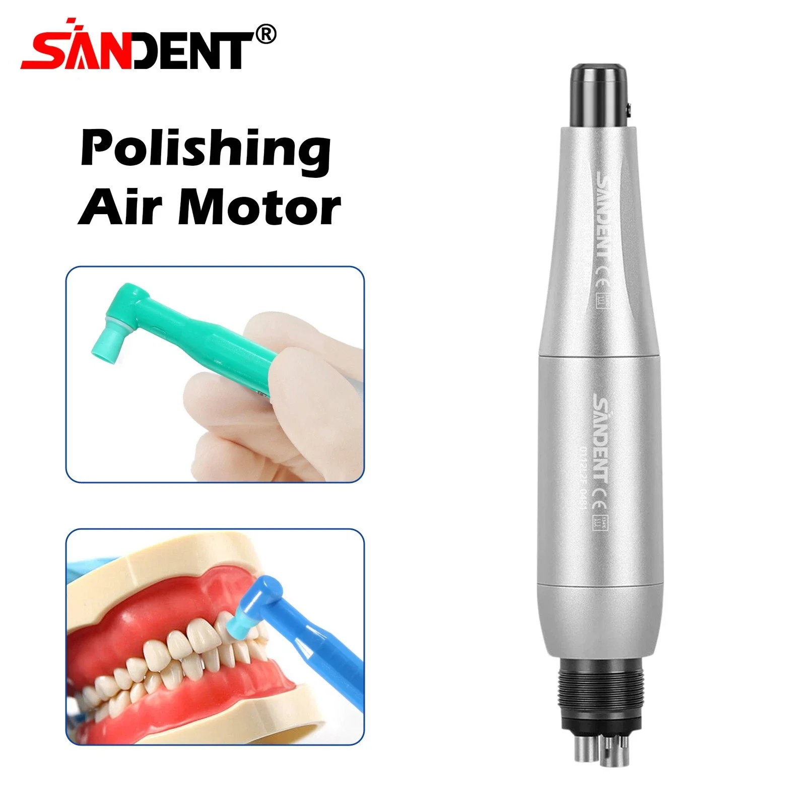 3Colors Dental Hygiene Prophy Handpiece 4:1 Straight Nose + Air Motor 4Hole 360° Swivel
