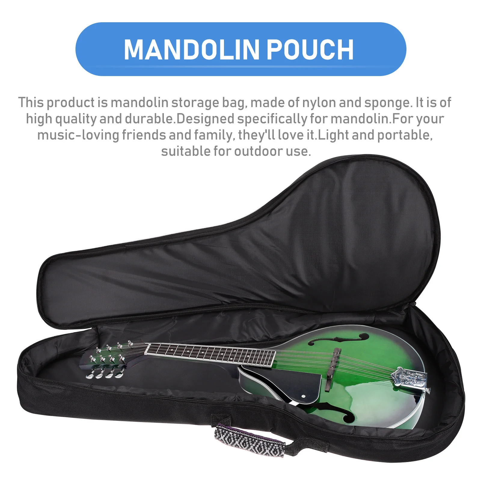 

1Pcs Mandolin Bag Portable Thickened Nylon Waterproof Storage Adjustable Shoulder Strap Music Instrument Pouch Carrying Case