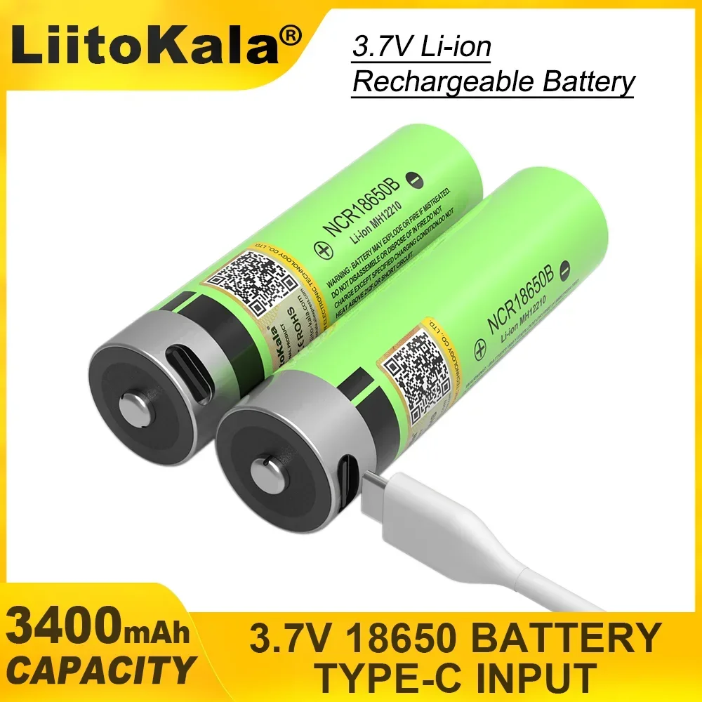 LiitoKala 3,7 В 18650 3400 мАч литиевая батарея TYPE-C портативные аккумуляторные батареи NCR18650B для домашнего фонарика с дистанционным управлением