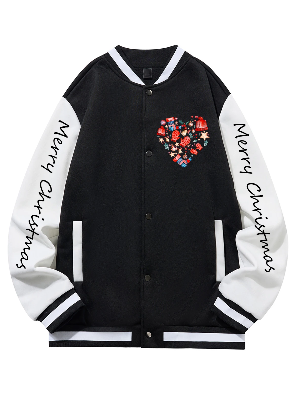 

Черная, синяя, зеленая, двусторонняя бейсбольная куртка унисекс с рождественским принтом XS-XXL, уличное пальто, теплая флисовая мягкая куртка