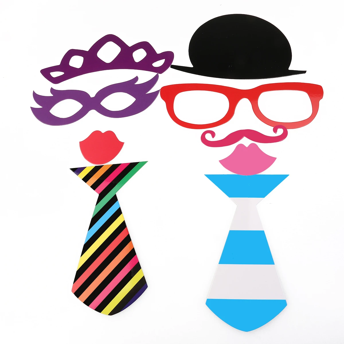 

62pcs Photo Booth Props Mustache Glasses Red Lips Rose Bow Hat for Wedding Party Decorations Selfie Sticks Fun Accessories Photo