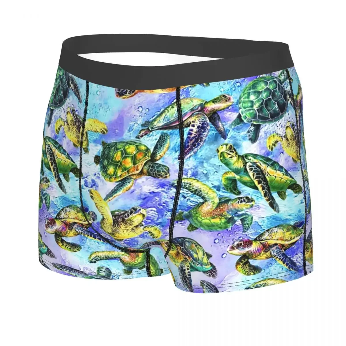 Colorful Turtles Underwear Men Sexy Printed Customized Ocean Animal Lover Boxer Shorts Panties Briefs Breathable Underpants