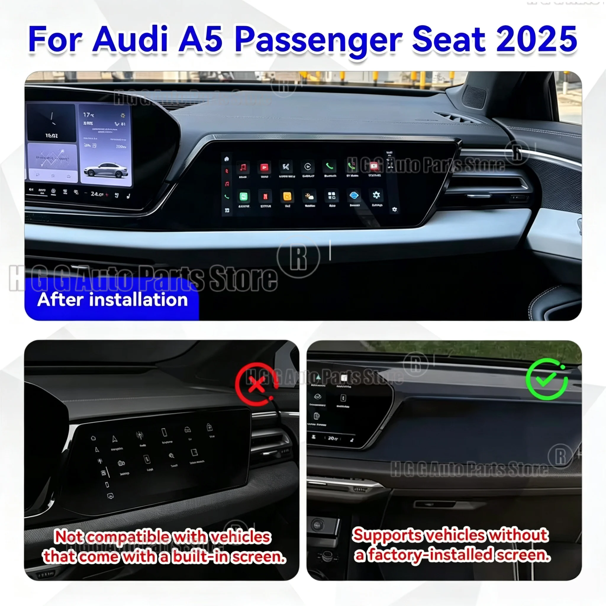 11 Inch Auto For Audi A5 2025 Co-pilot Passenger Seat Touch Screen Car Radio CarPlay Multimedia Player GPS Navigation Head Unit