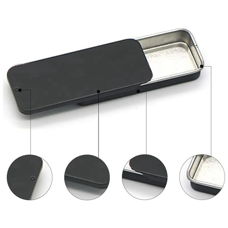 ABHU 20PCS มินิกล่องโลหะ Rotatetop คอนเทนเนอร์กล่องสี่เหลี่ยมผืนผ้าสําหรับลูกอมเครื่องประดับหัตถกรรมเม็ด 60X34X10 มม.(สีขาว)