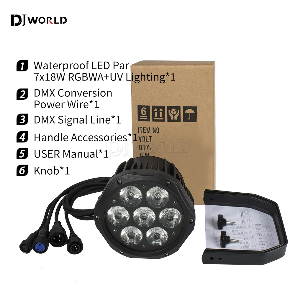 Imagem -04 - Prova Impermeável Água Led Par Luz 7x18w Rgbw Mais uv 6in1 ao ar Livre Ip65 Alumínio Dmx Iluminação de Efeito Palco para dj Festa Concerto Casamento Peças à