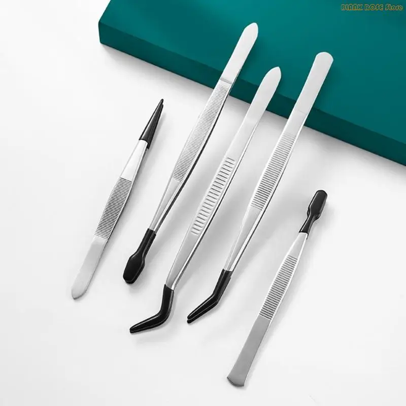 K1AE Silicone Tipped Steel Tweezers For Delicate Items Secure Nonslip Grip Design