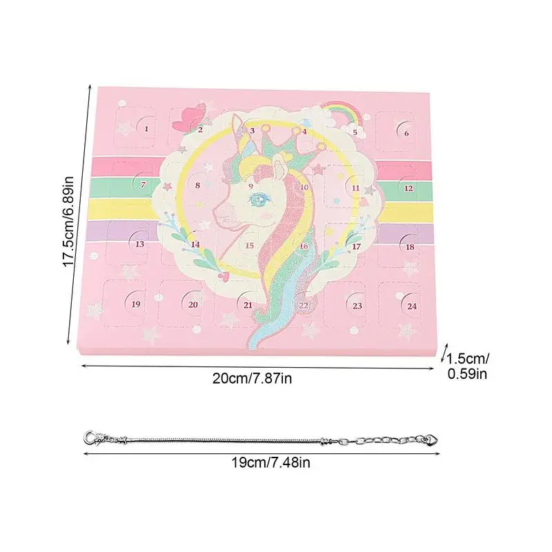 مجوهرات مجيء التقويم للأطفال ، عيد الميلاد العد التنازلي التقويم ، لتقوم بها بنفسك أساور عدة ، صندوق مجوهرات ، هدية عيد الميلاد للفتيات ، 24 يوما ، 2023