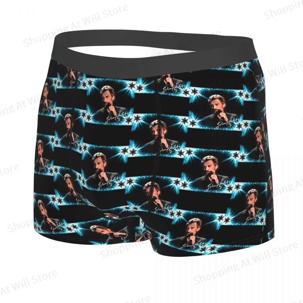 Tribute To  Hallyday Classic Man's Printed Boxer Briefs Underpants French Singer Highly Breathable High Quality