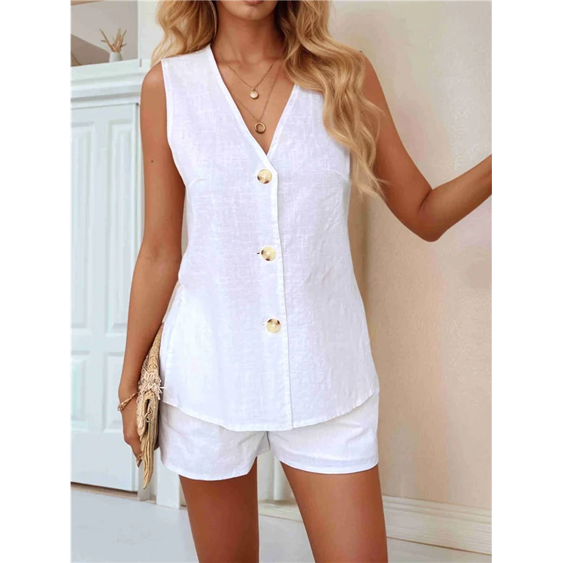 ABRT-Damen-Sommer-Urlaubs-Outfits, Strand, Reisen, Kreuzfahrt, Resort, 2-teilige kurze Sets, lässige Tank-Tops und Shorts