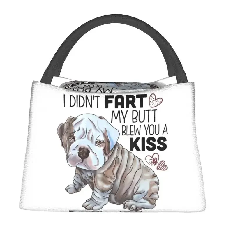 Custom English Bulldog Lunch Bag Women Cooler Thermal Insulated Lunch Box for Picnic Camping Work Travel