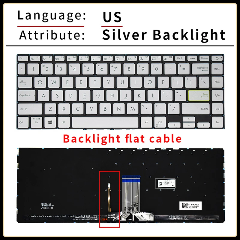 US/RU/Russian/Korean Laptop Keyboard For ASUS X421 S433 M433 M4050F M4100I redolbook14I V4050F E410M REDOL14IA4500 Replacement