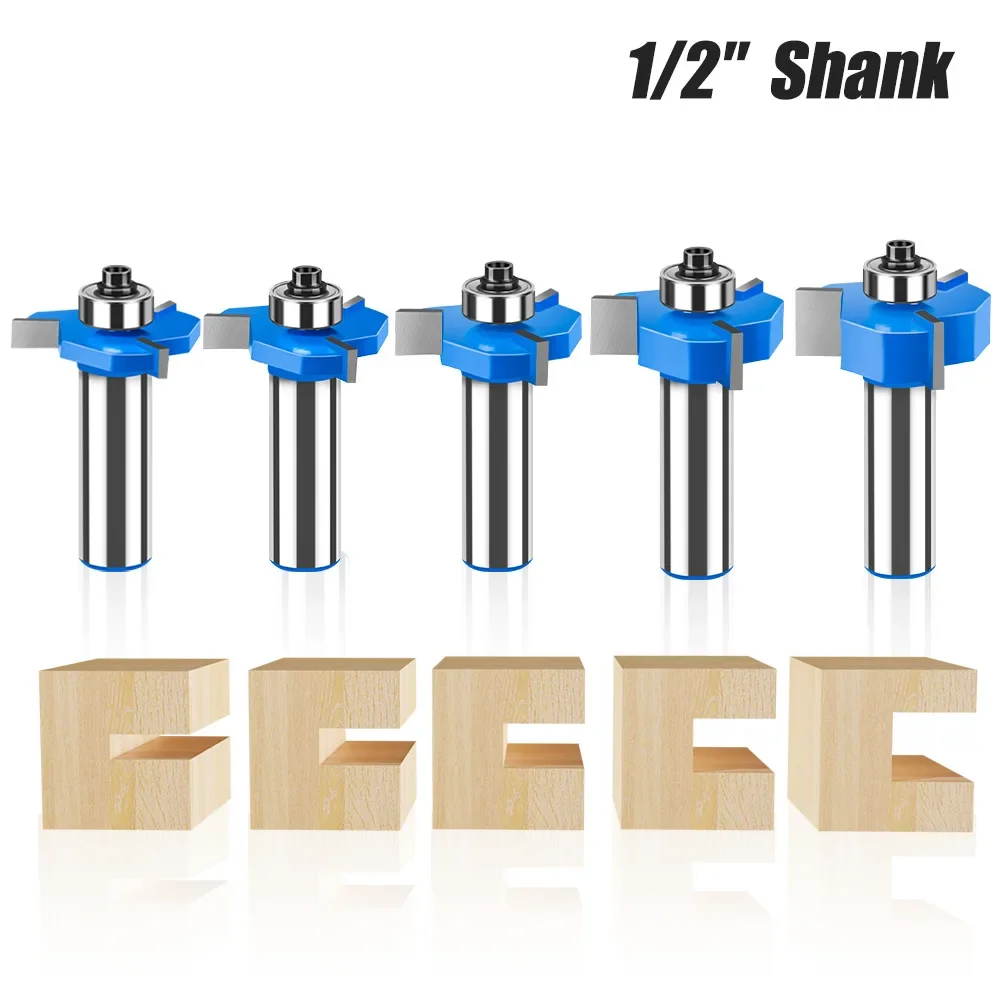 1 PC 12mm 1/2in Shank T-Slot Router Bit T Type Slotting Cutter with Bearing Z3 Rabbeting Milling Cutter Woodworking Tools