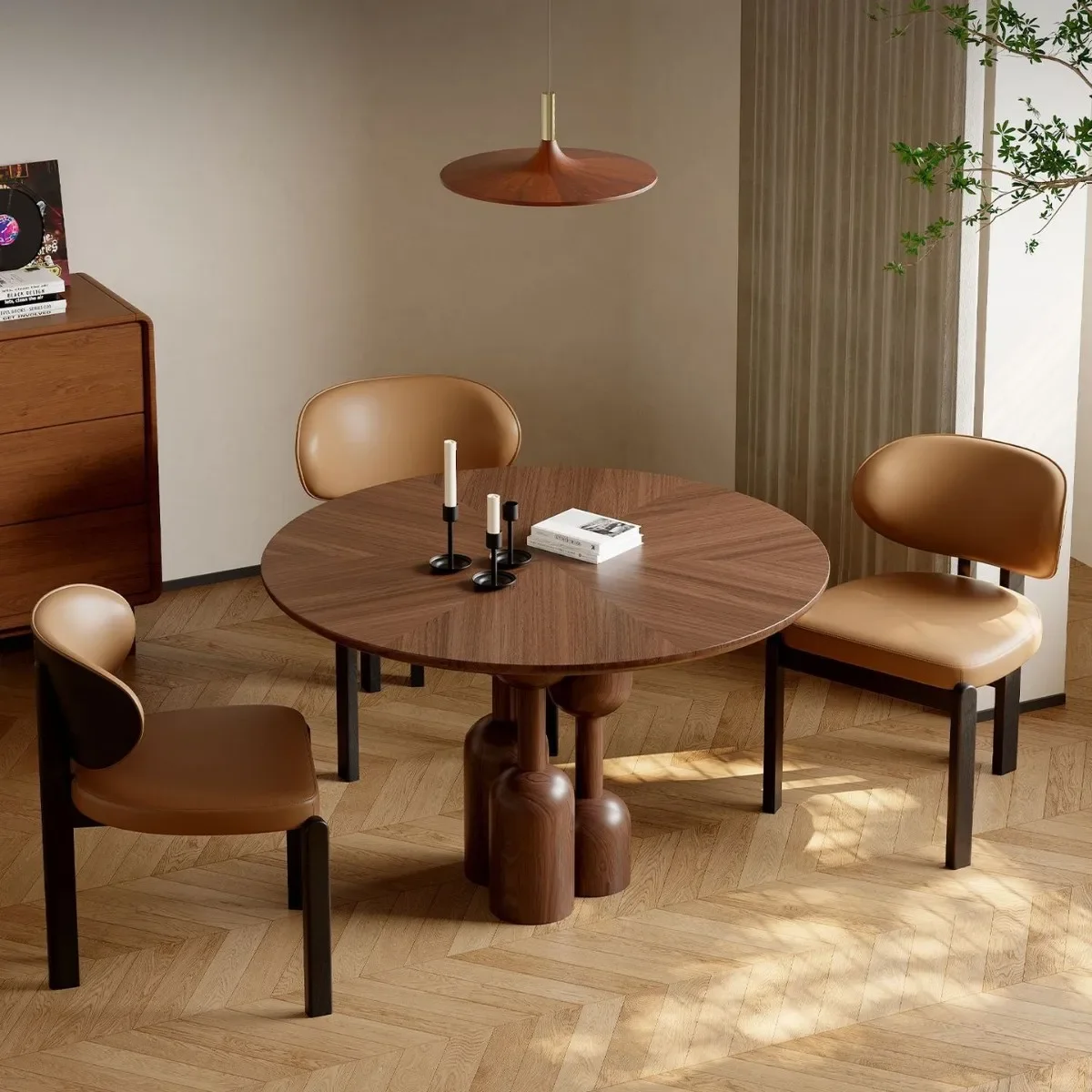 

Solid wood dining table dining room oak round table home negotiation table small apartment