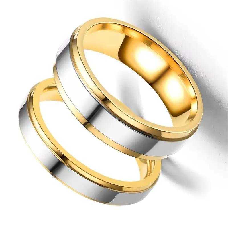 Luxury Stainless Steel Couple Rings Simple Engagement Wedding Exquisite Promise Ring Romantic Valentine's Day Gifts