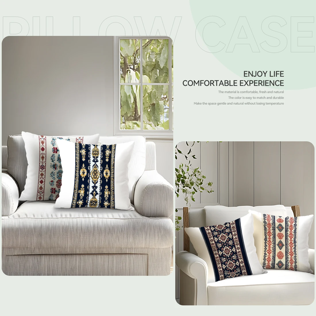 

Bohemian Ethnic Group Pillowcase Printed Polyester 45x45cm Throw Pillowcover Decorative Sofa Cushion Pillowslip Home Decor