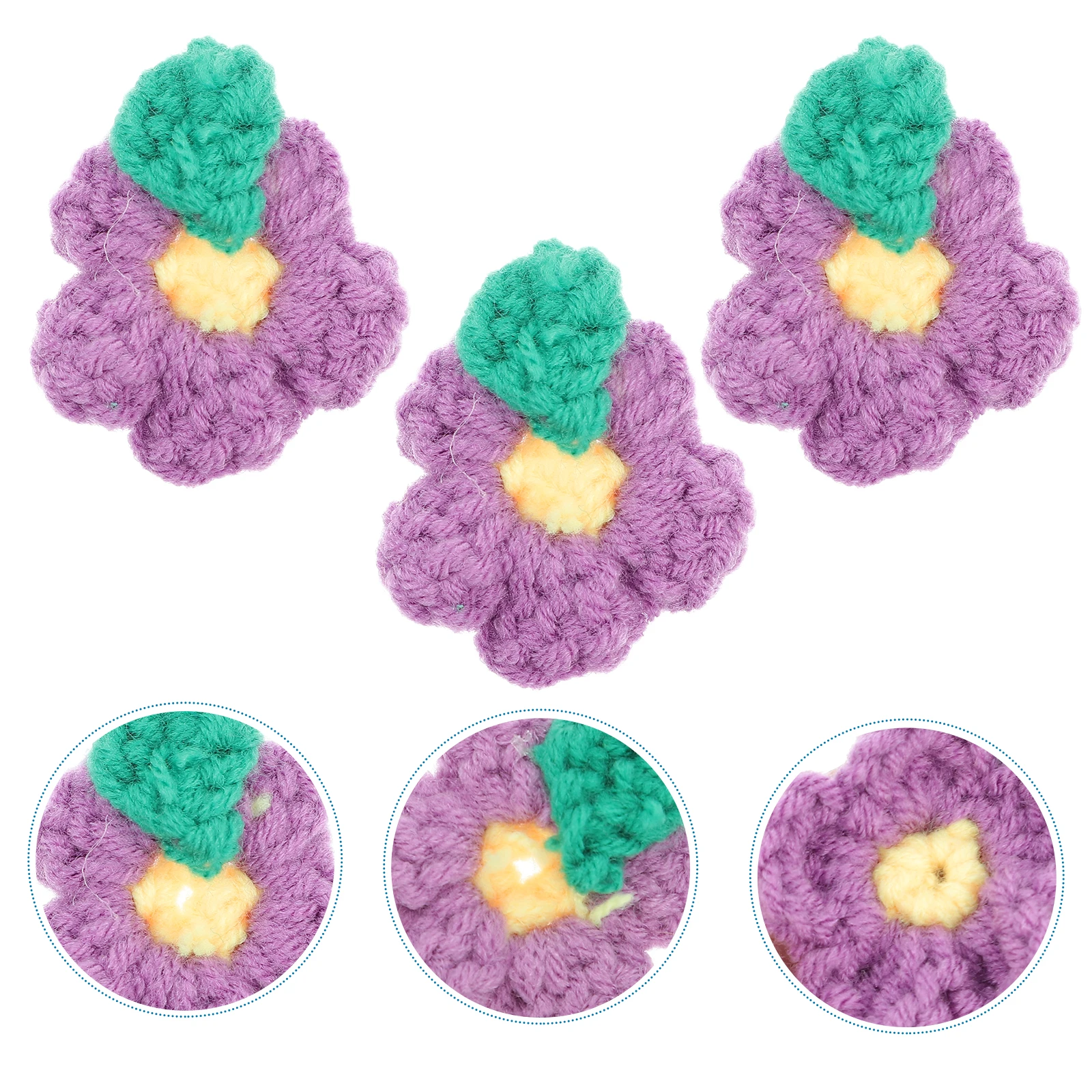 

5pcs Crocheted Floral Accessories Diy Garment Patches Clothing Decor Bright Colorful Handmade Embellishments For Bags Costumes