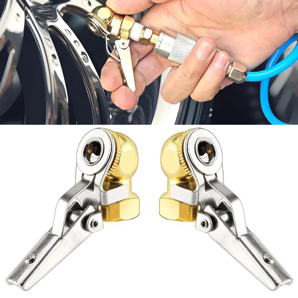 Tire Inflator Airs Chuck With Clip,Brass Quick Connect Tire Inflator Adapter,For Car,Trucks,Bikes,Long-Distance Trucking Vehicle