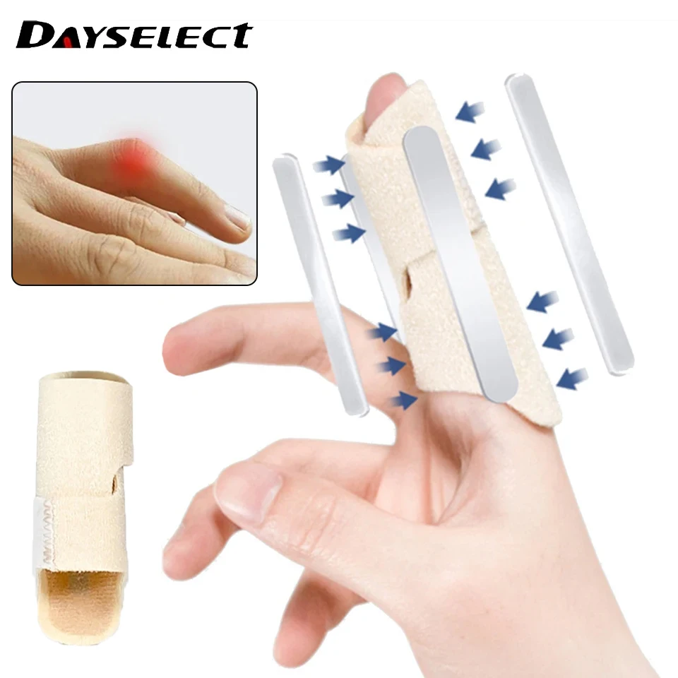 1Pcs Finger Fixation Splint Knuckle Pads 4 Aluminum Bars Reinforcement Fixation Thumb Retainer Ring Finger Bending Straightening