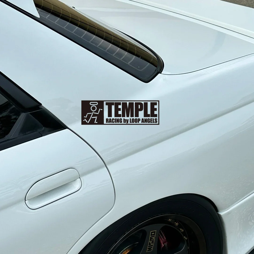 Temple Racing Loop Angels JDM Car Sticker, Creative Waterproof No Glue Residue Decal for Window Glass Body Decor