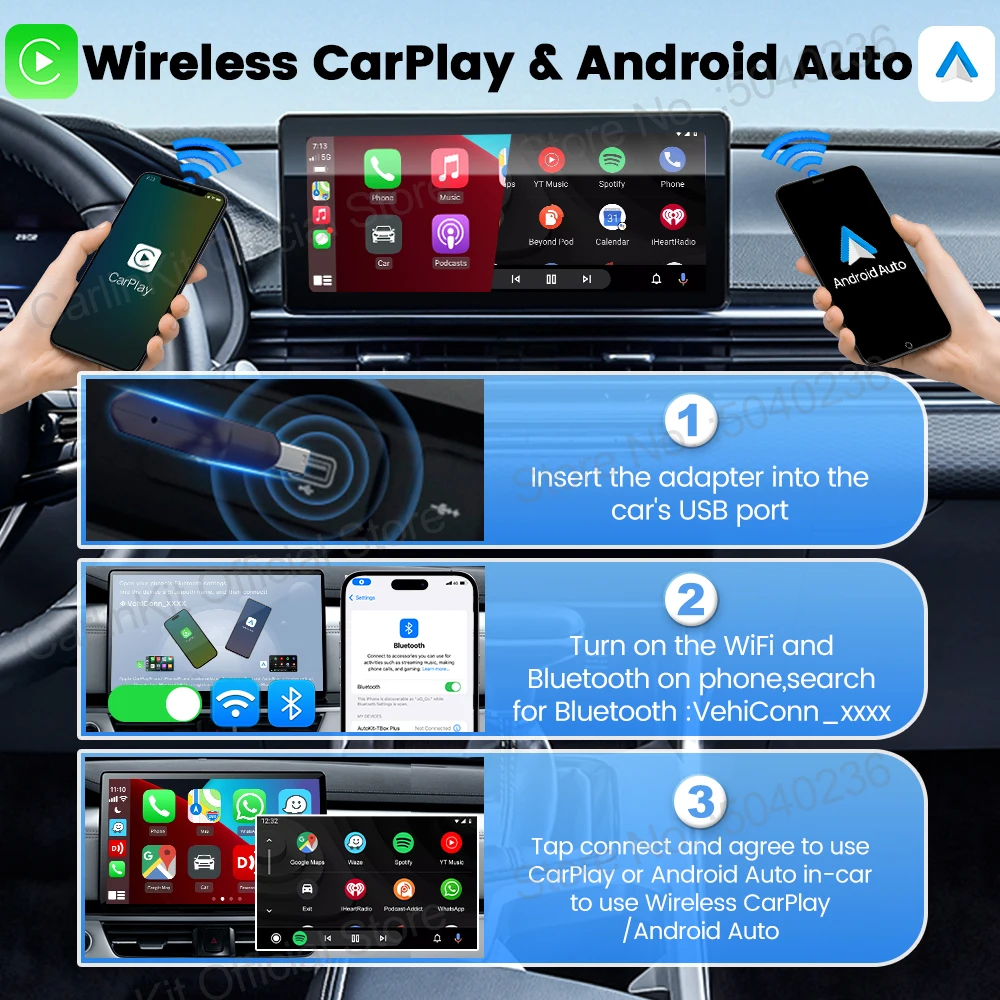 CarlinKit MINI Ultra Wireless CarPlay Adapter Android Auto Box Wired To Wireless USB Plug and Play 5.8Ghz Seamless Connection - Image 5